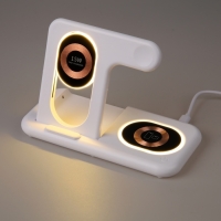 Беспроводное зарядное устройство 3 в 1 Y36, 15 W, складная, подсветка, USB, Type-C, белая Беспроводное зарядное устройство 3 в 1 Y36, 15 W, складная, подсветка, USB, Type-C, белая