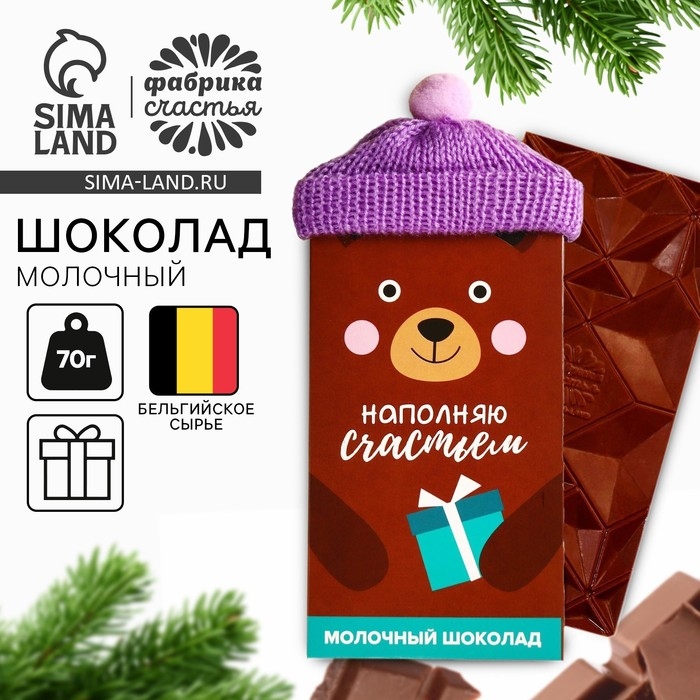 Шоколад молочный «Наполняю счастьем»: в шапочке, 70 г. Шоколад молочный «Наполняю счастьем»: в шапочке, 70 г.