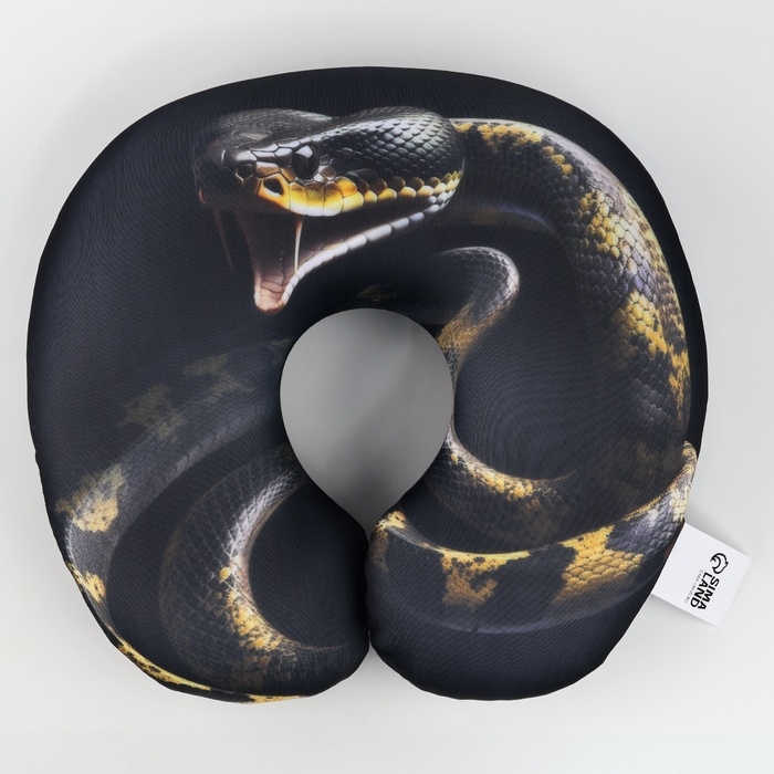 Новый год. Подушка для путешествий антистресс &laquo;Змея&raquo;, чёрный