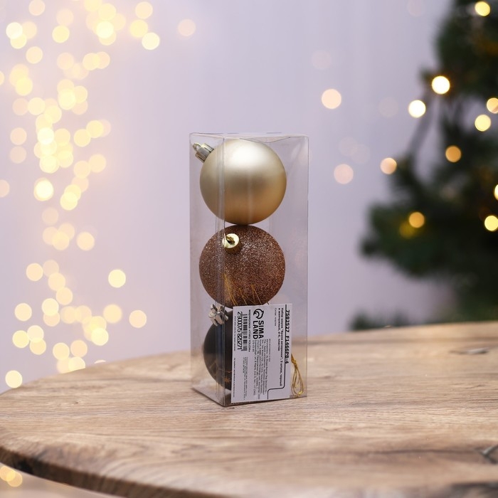 Шары ёлочные новогодние &laquo;Время вечеринки&raquo;, на Новый год, пластик, d=6, 3 шт., цвет чёрный и жемчужный