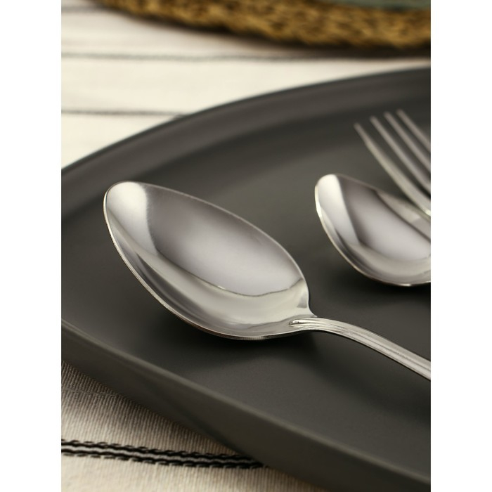 Набор столовых приборов &laquo;Волна&raquo;, 24 предмета, картонная коробка с окном, цвет серебряный