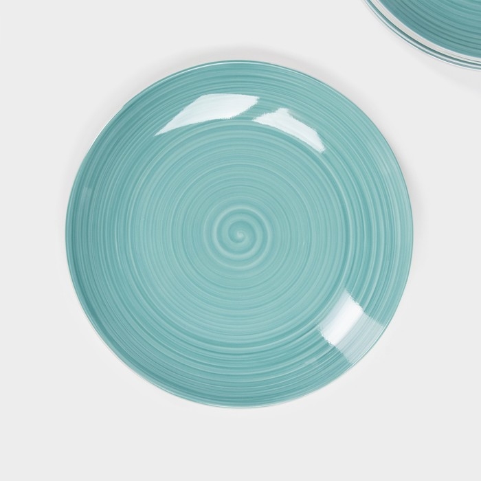 Набор фарфоровых тарелок Доляна &laquo;Палитра&raquo;, 6 предметов, d=19 см, цвет бирюзовый
