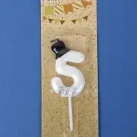 Свеча для торта &laquo;Джентельмен&raquo;, цифра 5, белая