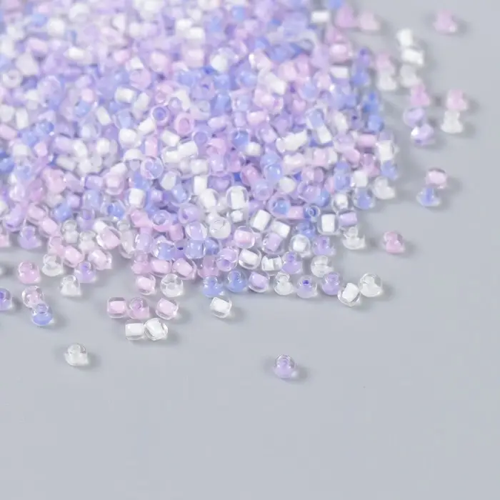 Бисер стекло 12/0 "Прозрачный. Цветная серединка. Сиреневый" 10 гр