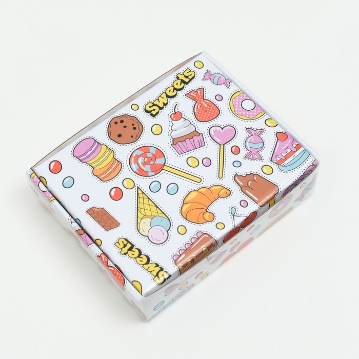 Коробка крышка-дно "SWEET CANDY", с окном, 18 х 15 х 5 см