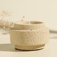 Свеча в вулканическом подсвечнике "Цилиндры" белая 8,1х8,1х5,4 см