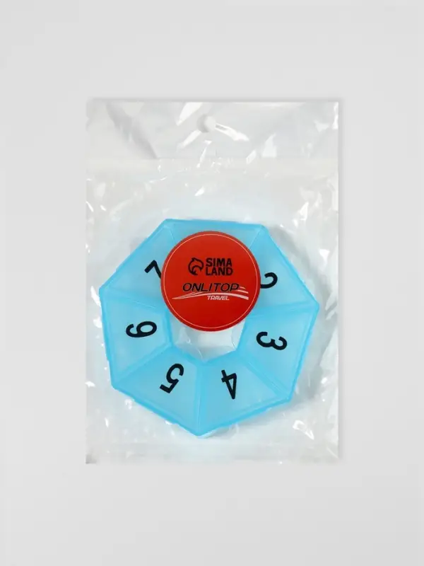 Таблетница &laquo;Цифры&raquo;, 7.5&times;7.5&times;1.7 см, 7 секций, МИКС