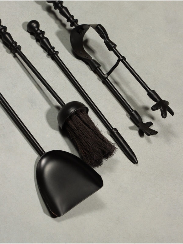 Каминный набор "Искры" сталь, 4 предмета, 11х11х40 см