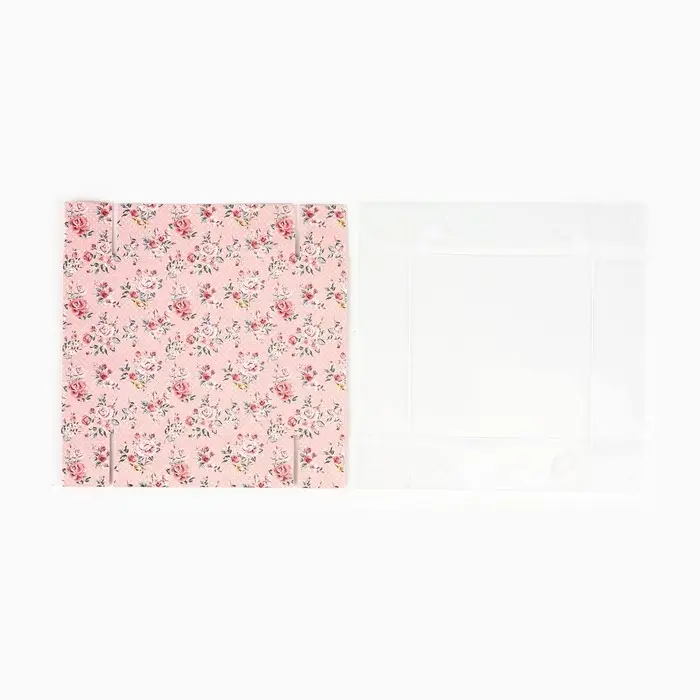 Кондитерская упаковка, коробка для макарун с пластиковой крышкой, &laquo;Шебби&raquo;, 12 х 12 х 3.5 см