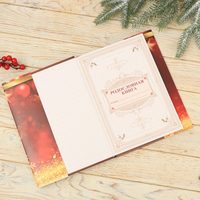 Новогодний, подарочный набор: Родословная книга и чайный домик &laquo;Новый год: Зимняя сказка только для тебя&raquo;, 28 х 11 х 24 см., набор