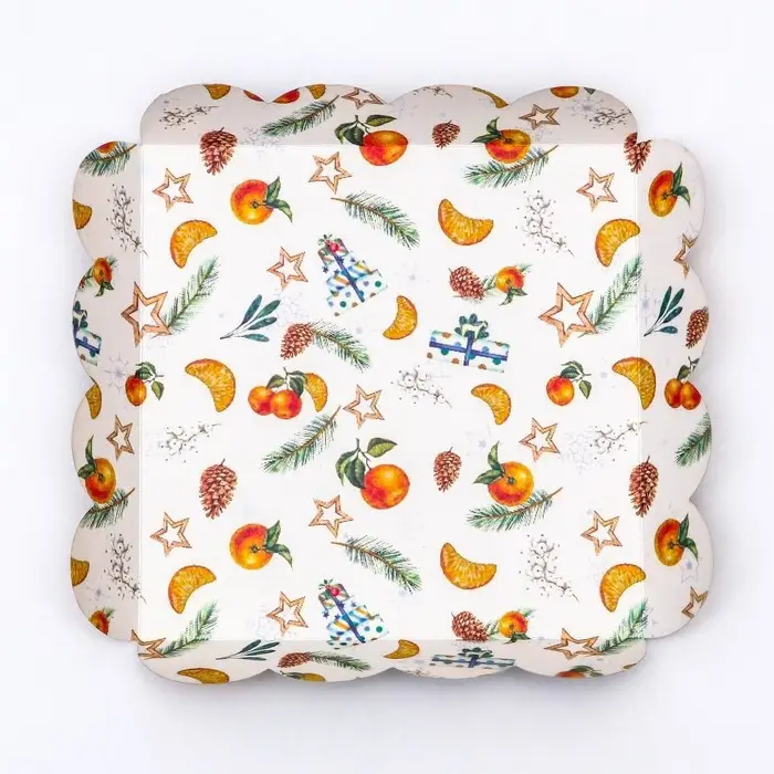 Коробка для печенья, &laquo;Мандарины&raquo;, 15&times;15&times;3 см, Новый год