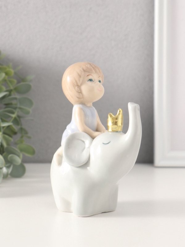 Фигурка керамика &laquo;Малыш на слоне&raquo;, 4.5&times;10.5&times;13 см