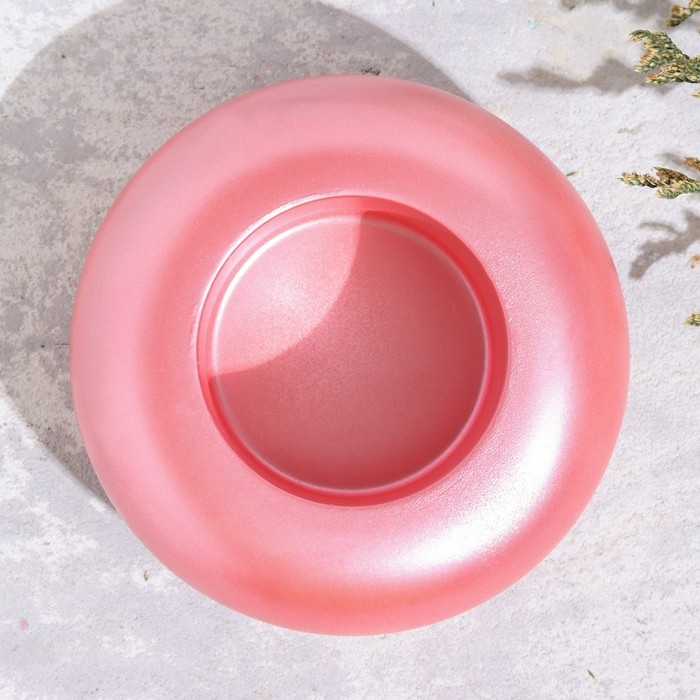 Подсвечник "Полноторие. Мрамор" из гипса большой, 11х5см,розовый