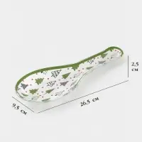 Подставка под ложку &laquo;Елочка&raquo; 26.5&times;9.5&times;2.5 см, стекло, белая, зелёная