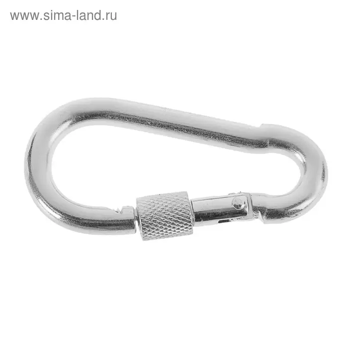 Карабин монтажный с фиксатором ТУНДРА krep, DIN5299D, 7&times;70 мм, оцинкованный