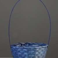 Корзина плетёная, 20&times;20&times;9 см, ручка h=25 см, бамбук, синий