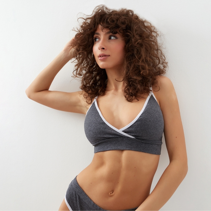 Комплект женский (топ, трусы) цвет темно-серый, размер 44-46 Комплект женский (топ, трусы) цвет темно-серый, размер 44-46