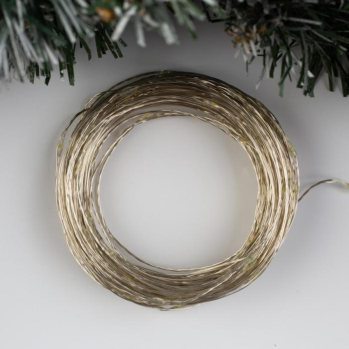 Гирлянда &laquo;Нить&raquo; 20 м роса, IP20, серебристая нить, 200 LED, свечение белое, 12 В