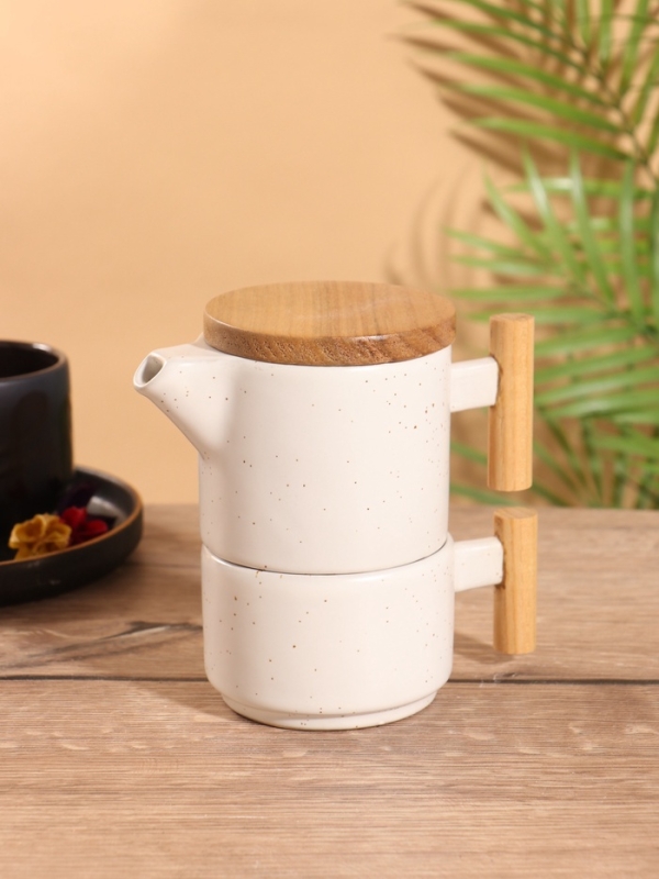 Набор для чаепития &laquo;Атика&raquo; керамический, белый, чайничек + кружка