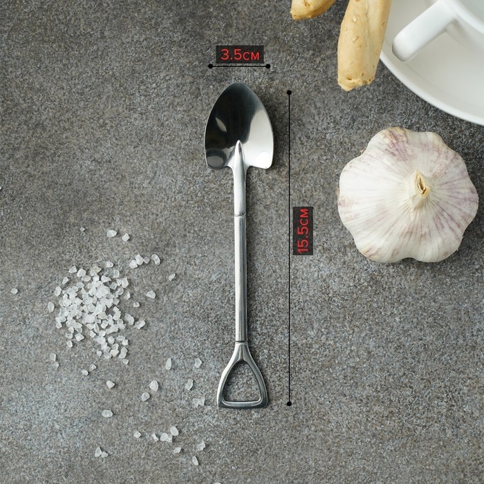 Ложка десертная из нержавеющей стали Magistro &laquo;Лопата&raquo;, длина 15,5 см, форма овальная, цвет серебряный