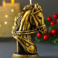 Декоративная свеча "Бюст лошади" (бронза), 131 г, 74х60х118