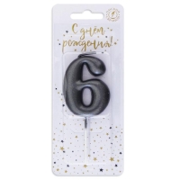 Свеча в торт "Мокрый асфальт", цифра 6