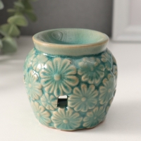 Аромалампа керамика "Ромашки" тёмно-зелёная 7х7х6,8 см Аромалампа керамика "Ромашки" тёмно-зелёная 7х7х6,8 см