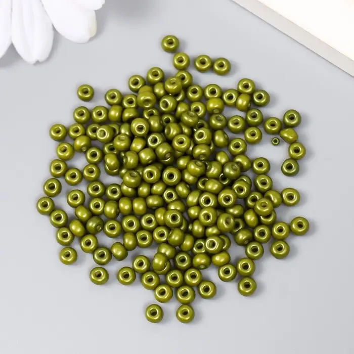 Бисер стекло 6/0 "Тёмно-оливковый" 15 гр