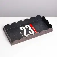 Коробка для печенья, кондитерская упаковка с пластиковой крышкой, &laquo;23 февраля&raquo;, 10.5 х 21 х 3 см