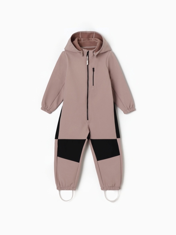 Комбинезон демисезонный для девочек MINAKU из Softshell на флисе, непромокаемый, каштан, рост 98 см