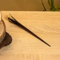 Заколка для волос "Цветок" дерево Албезия, 17 см, цв. чёрно-зелёный