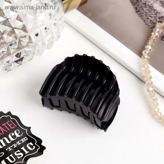 Крабик для волос &laquo;Матовый&raquo;, рубчик, 4 см, чёрный