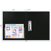 Папка с зажимом А4, 700 мкм, корешок 27 мм, Calligrata DeLuxe, внутренний карман, до 180 листов, черничный / черный