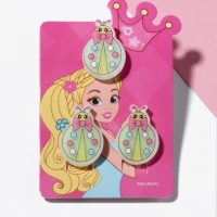 Набор детский "Выбражулька" 2 предмета: клипсы, кольцо, божья коровка, цвет МИКС Набор детский "Выбражулька" 2 предмета: клипсы, кольцо, божья коровка, цвет МИКС