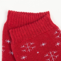 Носки женские новогодние махровые &laquo;Снежинки&raquo;, цвет бордовый, размер 23-25