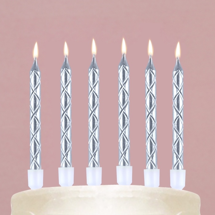 Свечи для торта, серебро, 12 шт., 11 х 0,5 см