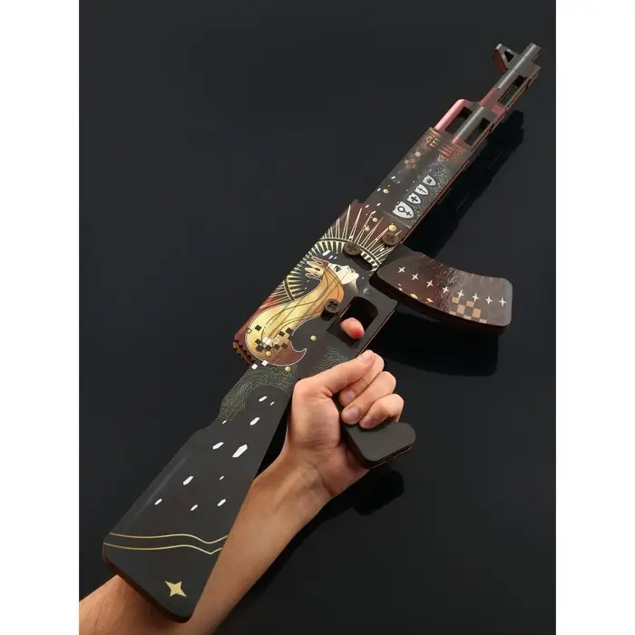 Набор сувенирное оружие &laquo;Красный с золотом&raquo;, автомат, пистолет с глушителем, нож-штык, 3 шт