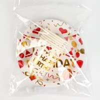 Набор бумажной посуды "С днём рождения", набор 12 шт., цвет белый