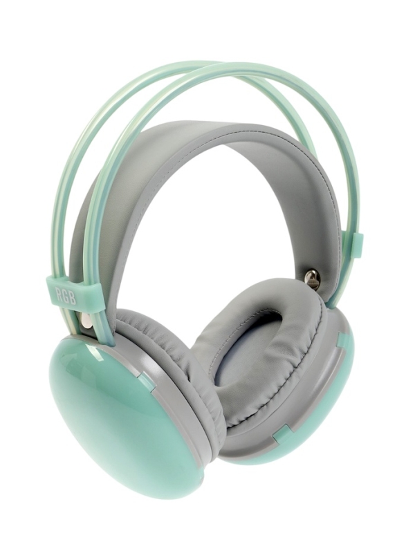 Наушники полноразмерные Mybit W-33, RGB подсветка, BT5.3, 800 мАч, Type-C, зелёные