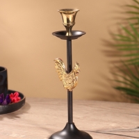 Подсвечник на 1 свечу " Золотой гребешок" латунь, черный с золотом 6х6х21,5  см