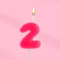 Свеча для торта &laquo;Неоновая&raquo;, цифра 2, розовая