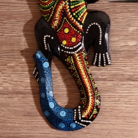 Панно дерево "Геккон цветная абстракция" 30 см, МИКС