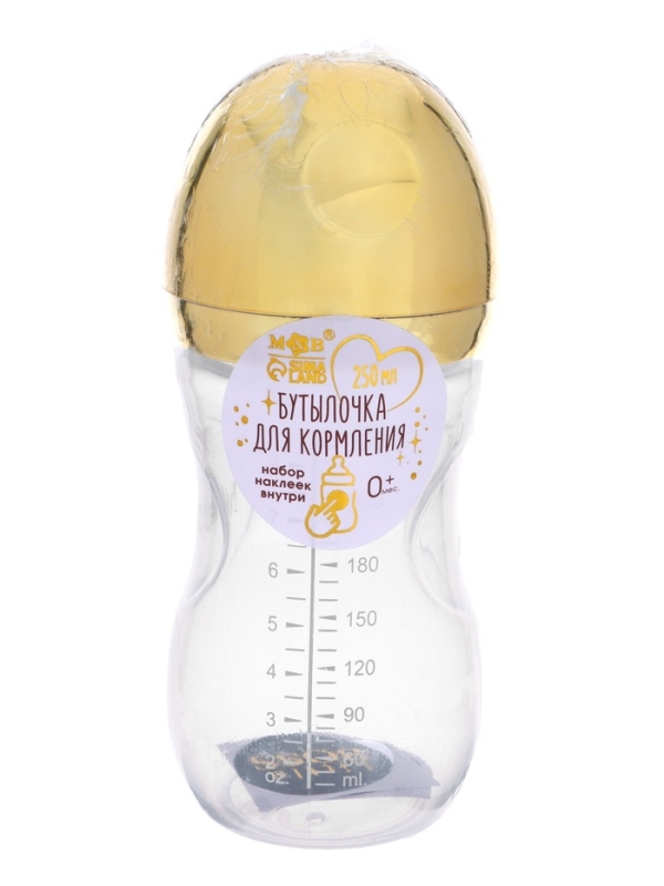 Бутылочка для кормления с наклейками &laquo;BOSS&raquo; от 0 мес., 250 мл., цвет золотой, M&B