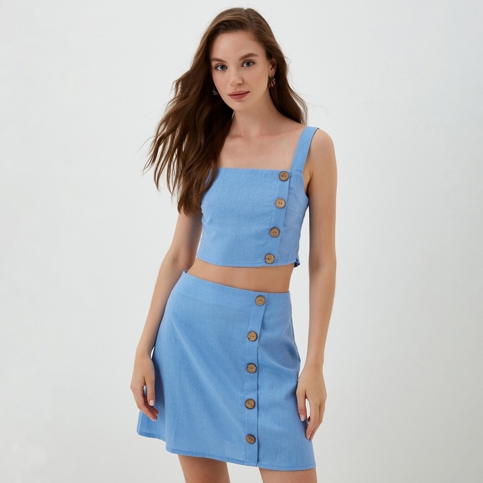 Костюм женский (юбка и топ) MIST Summer time, голубой, р. 48 Костюм женский (юбка и топ) MIST Summer time, голубой, р. 48