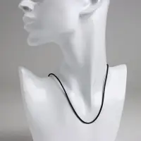 Шнурок каучуковый, неполый, 50 см, d=2 мм, цвет чёрный в серебре