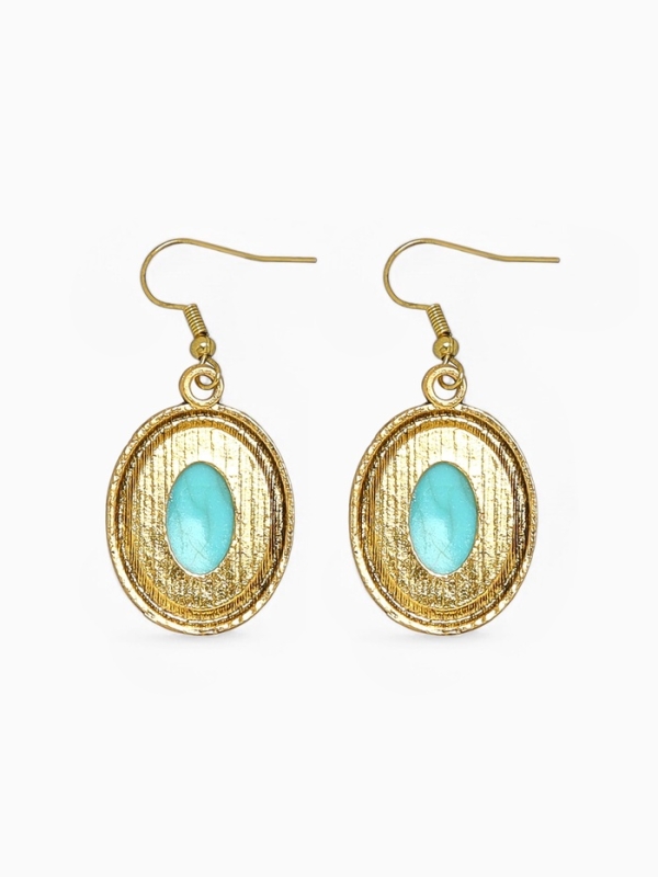 Серьги &laquo;Бирюзовый мир&raquo; круг, цвет голубой в чернённом серебре