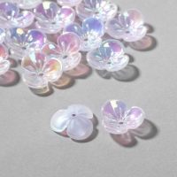 Бусины пластиковые «Цветы», 1,2×1,2×0,2 см, (набор 30 шт.), цвет радужный Бусины пластиковые «Цветы», 1,2×1,2×0,2 см, (набор 30 шт.), цвет радужный