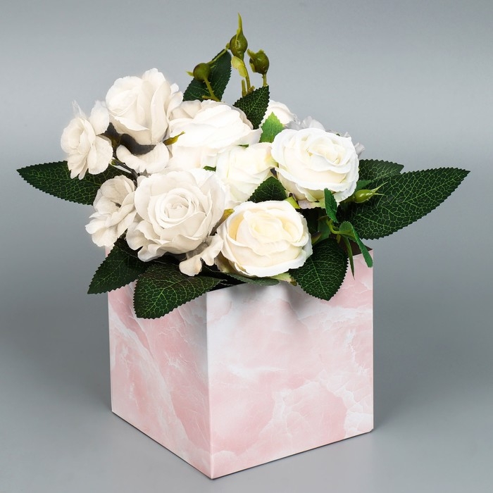 Коробка подарочная для цветов с PVC крышкой, упаковка, «Мрамор», 12 х 12 х 12 см Коробка подарочная для цветов с PVC крышкой, упаковка, «Мрамор», 12 х 12 х 12 см