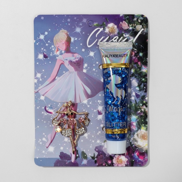 Набор 2 предмета: брошь, глиттер &laquo;Балерина&raquo;, цветной, глиттер - цвет МИКС