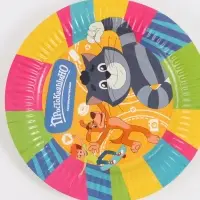 Посуда одноразовая бумажная на 10 персон &laquo;Простоквашино&raquo;: стаканы, тарелки, скатерть, Союзмультфильм